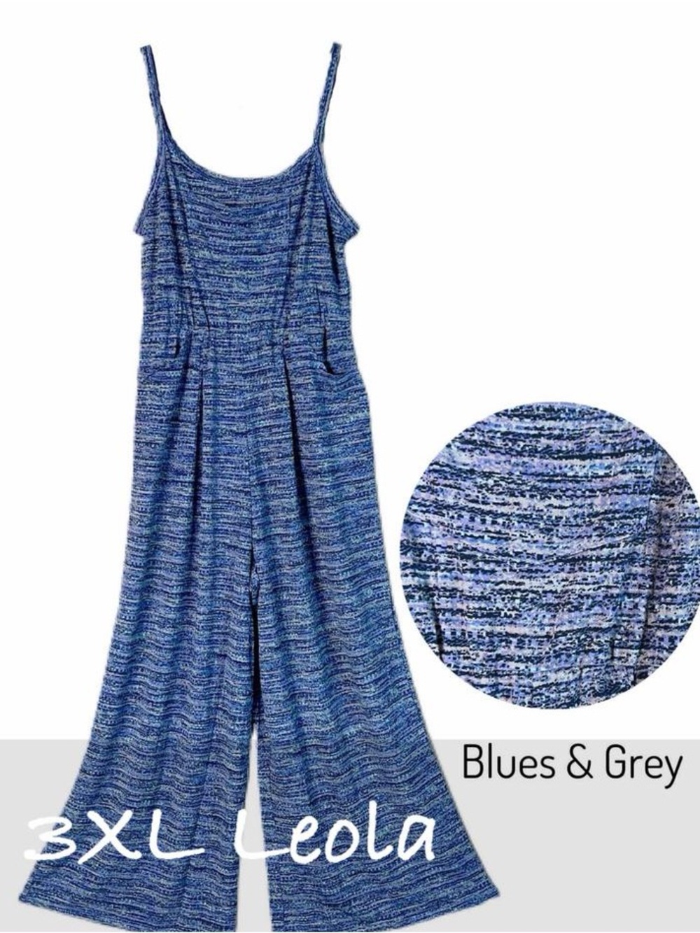LuLaRoe Blue Heathered Wide-Leg Jumpsuit